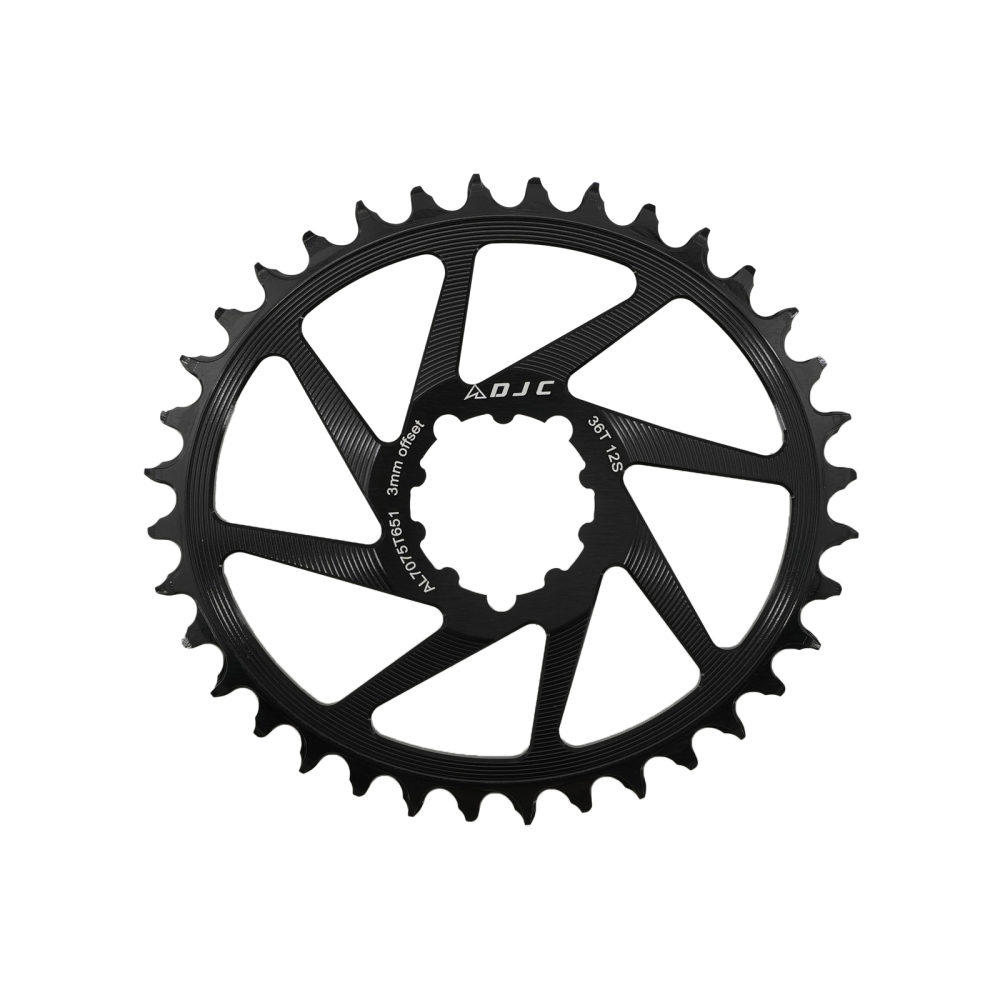 DJC Bike Chainring 3 bolts pins Direct Mount 3mm Offset Oval Chainring for Sram GXP XX1 Eagle X01 X1 X0 X9 for DUB BB30 Crankset Alu Lightweight 28 30 32 34 36 38T