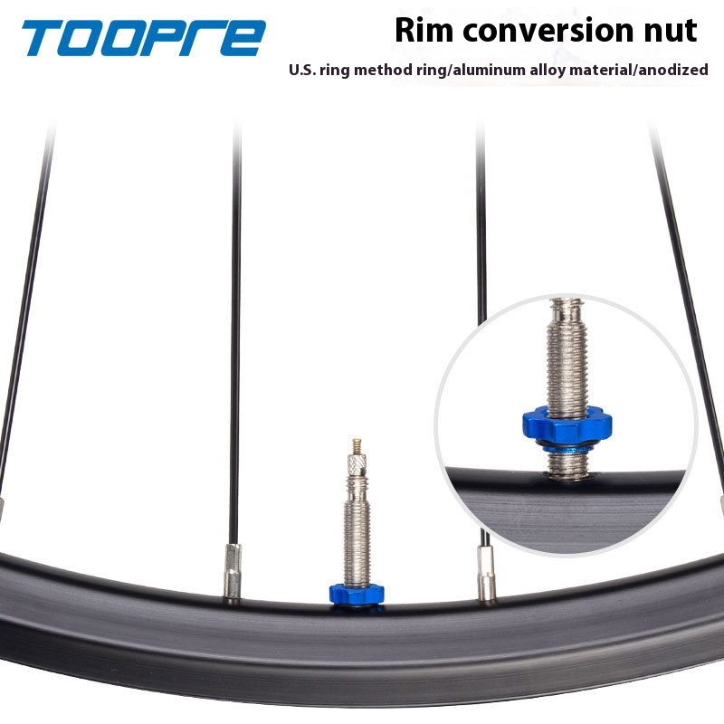 TOOPRE Mountain Bike Presta Valve Nut Valve Core Cap Conversion Kit Bicycle Tire Nut Valve Core Cap