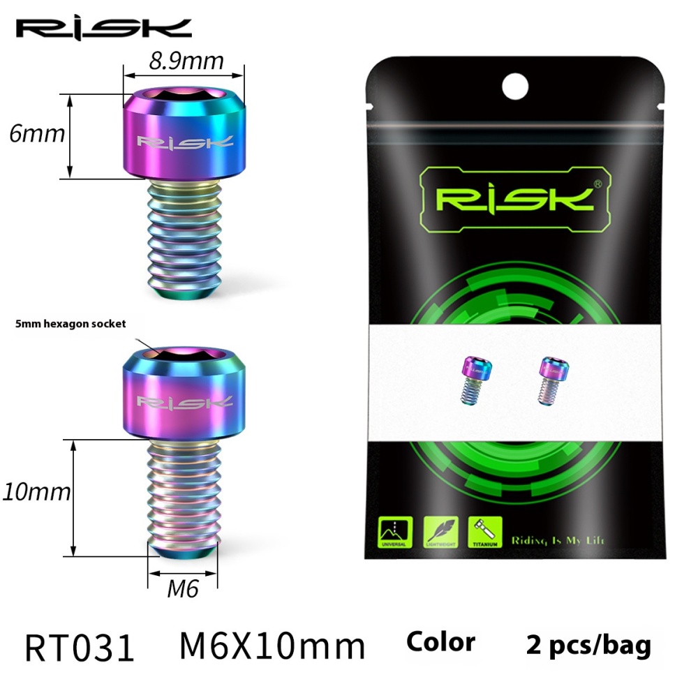 RISK M6x10mm Fork V-Brake Cable Fixing Screws Mountain and Road Bike C-Brake Titanium Alloy Screws