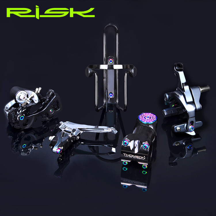 RISK conventional road bike titanium alloy screw set handlebar C clamp brake fixing screw valve cap kit