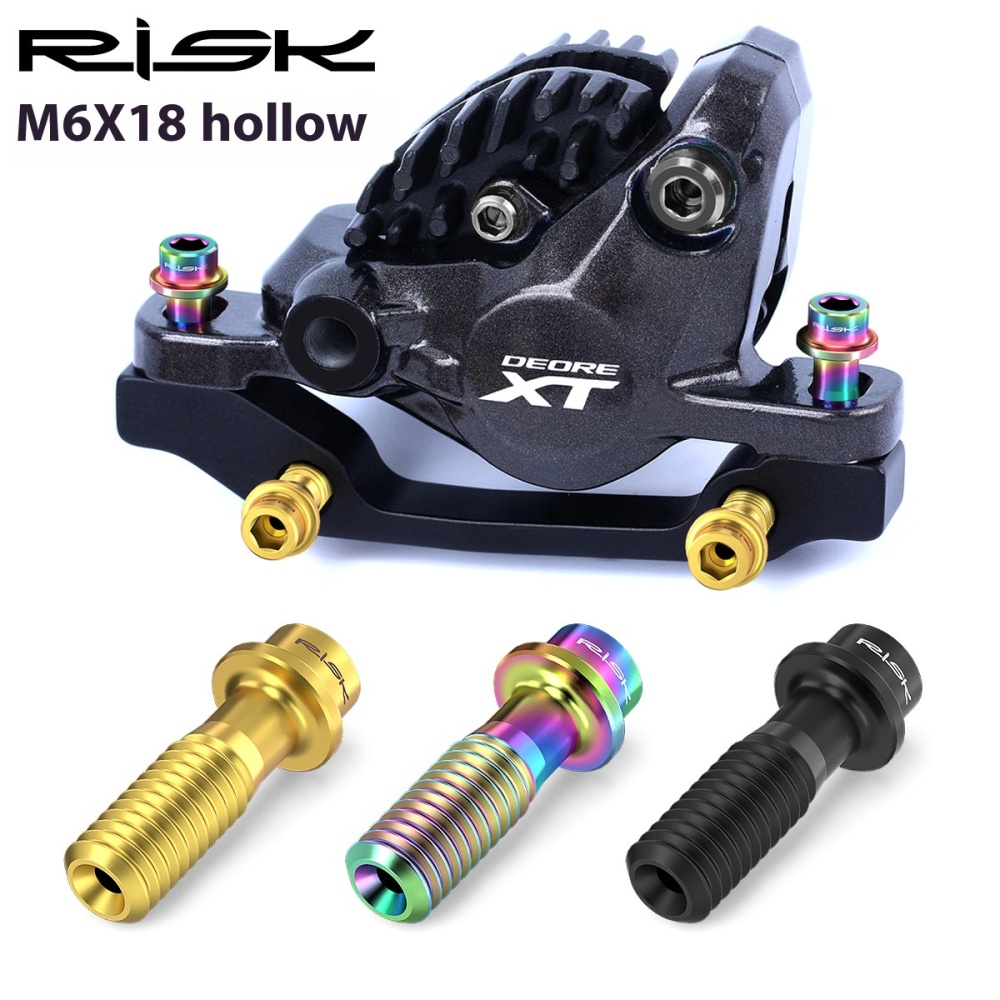 RISK Mountain Bike Titanium Alloy Lightweight Hollow Disc Brake Mounting Screws M6x18 Hollow Caliper XT Screws