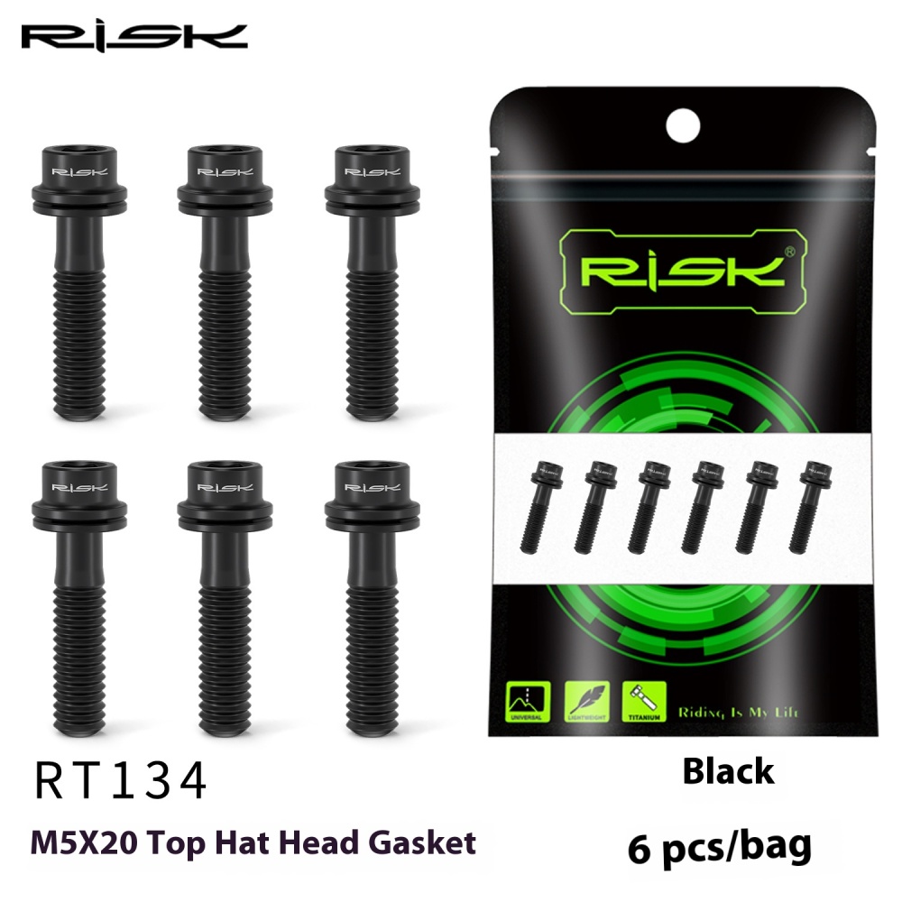 RISK M5x18/20mm Titanium Alloy Handlebar Stem Screw with Washer for Mountain Road Bike Fork Fixation