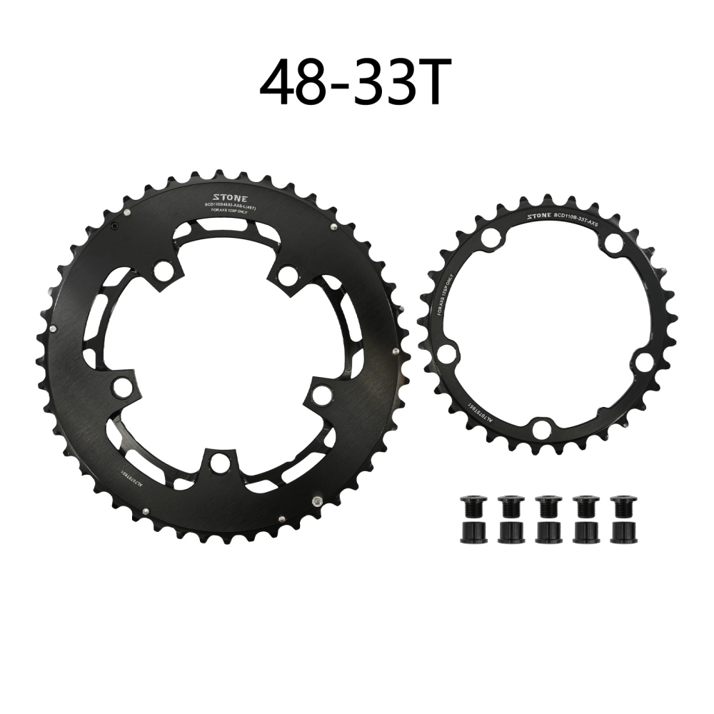 Stone 110bcd Round Double Chainring 5 bolts for 12S AXS Flattop Chain 12 Speed Road Bike  46 33t 48 33T 48 35T 50 37T 52 39T 54 41T 2x