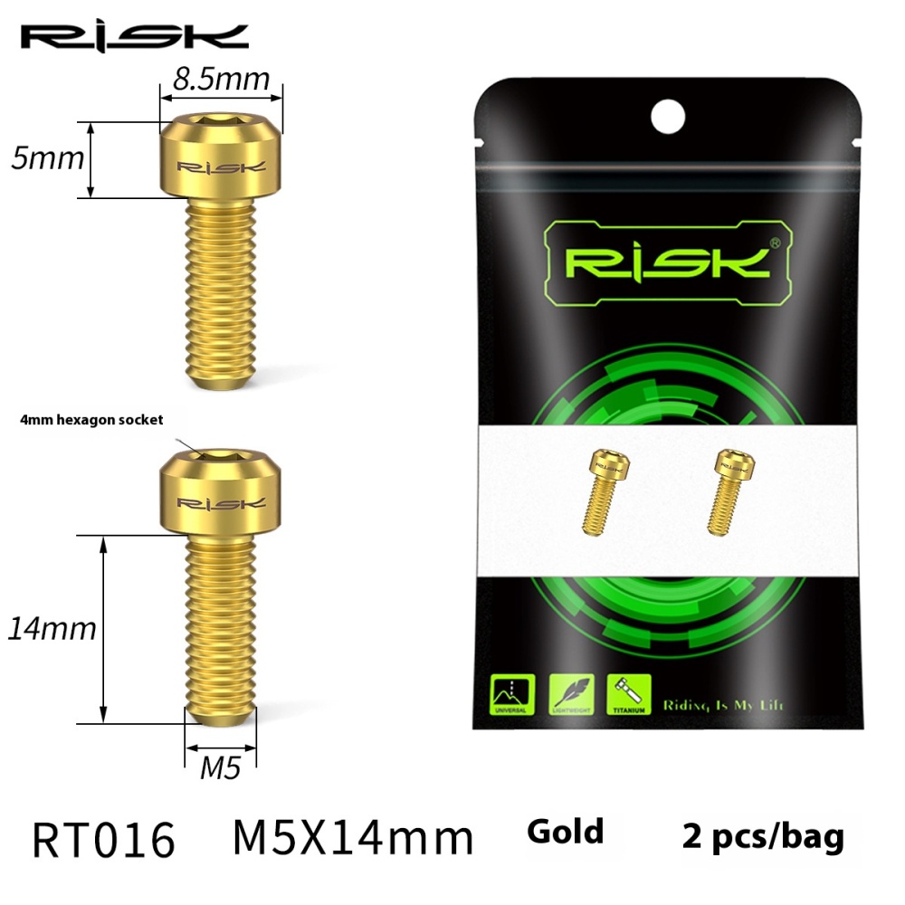 RISK M5x14mm Mountain Bike Derailleur Lever Fixing Titanium Alloy Colorful Screws