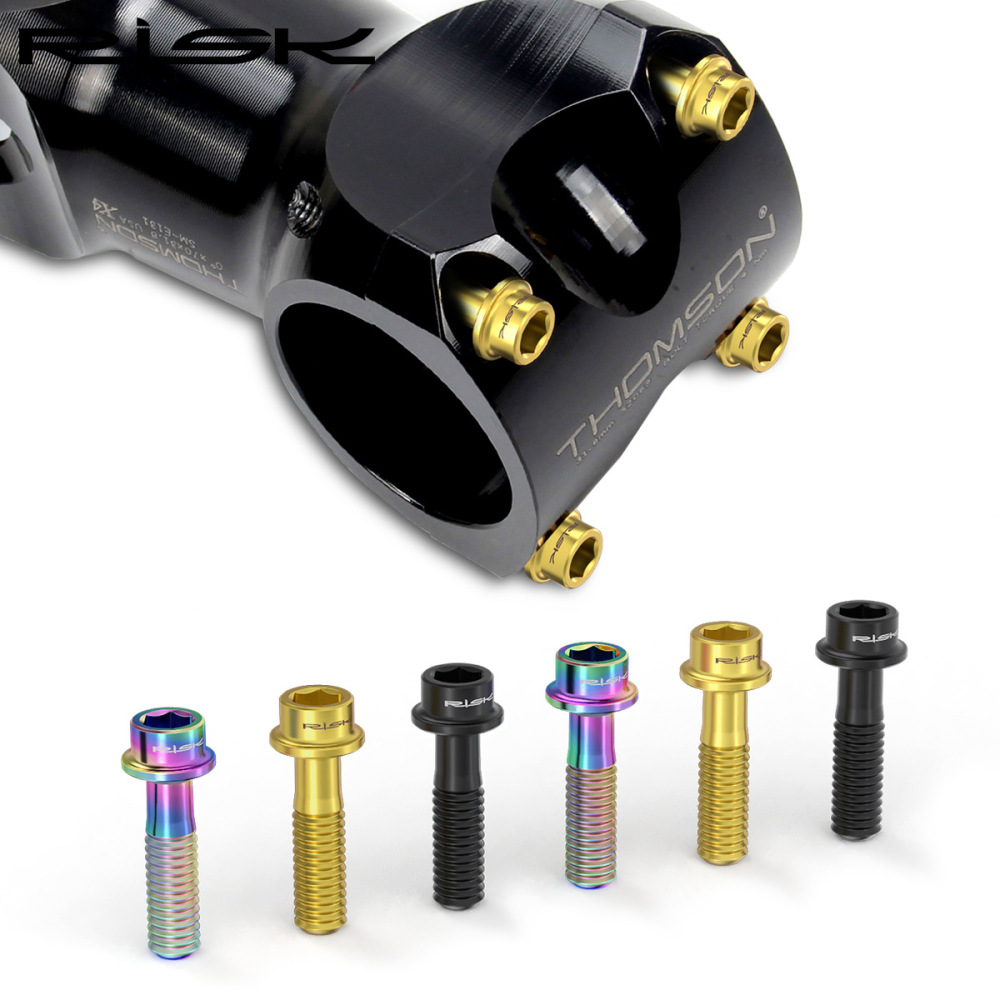 RISK Titanium Alloy Stem Fixing Screws Mountain and Road Bike Handlebar and Brake Handle Fixing Screws M5*18