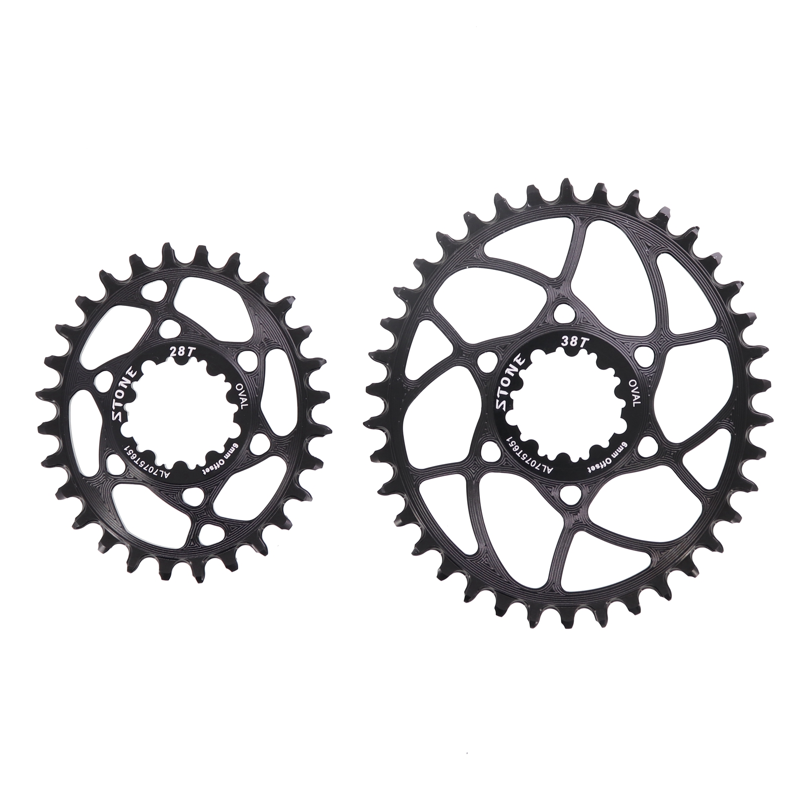 Stone Oval Direct Mount Chainring for SRAM GXP 3-bolt, 6mm Offset