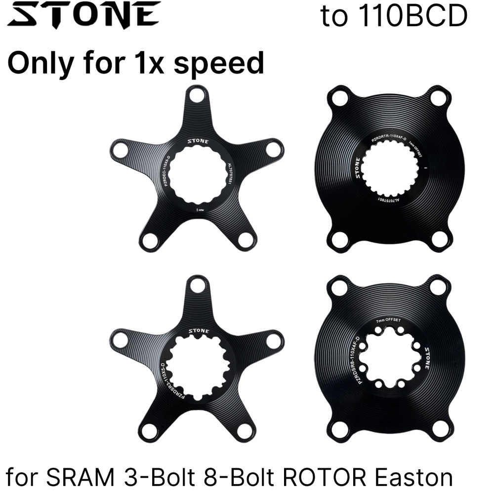 STONE 110BCD 1X Chainring Spider Adapter with 7mm Offset for SRAM 3-Bolt and 8-Bolt ROTOR KAPIC ALDHU VEGAST Easton EC90 XXE GP3 AXS Flattop FORCE RED Cranksets T-type