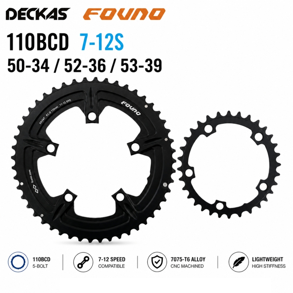 Fovno 12s Double Chainring 110bcd Road Bike Gravel Round 2x 54 50t 35t 34t 52t 36t 53t 39t for Sram S350 S900 Deckas for Shimano