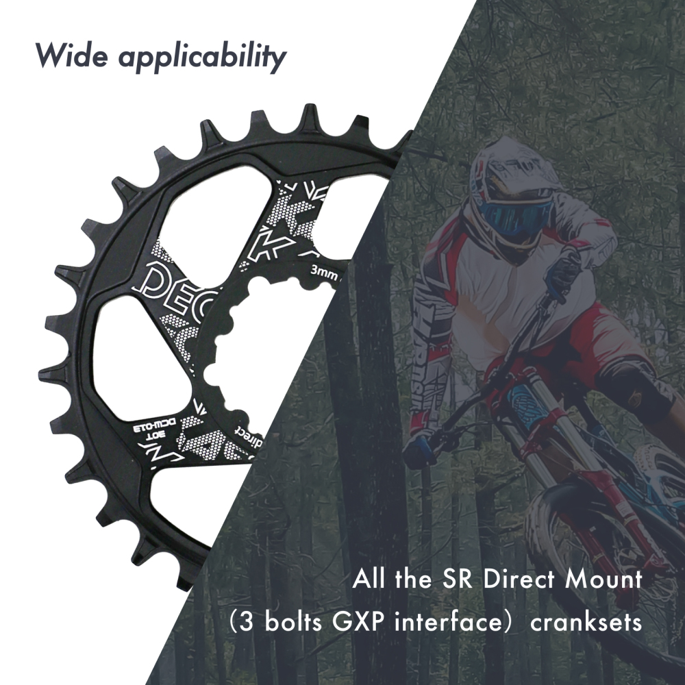 Deckas Round Chainring 6mm 3mm Offset Direct Mount for Sram XX1 Eagle X01 X1 X0 X9 32T 34T 36T 38T DM MTB Road Bike for 3 Bolt-Mounting