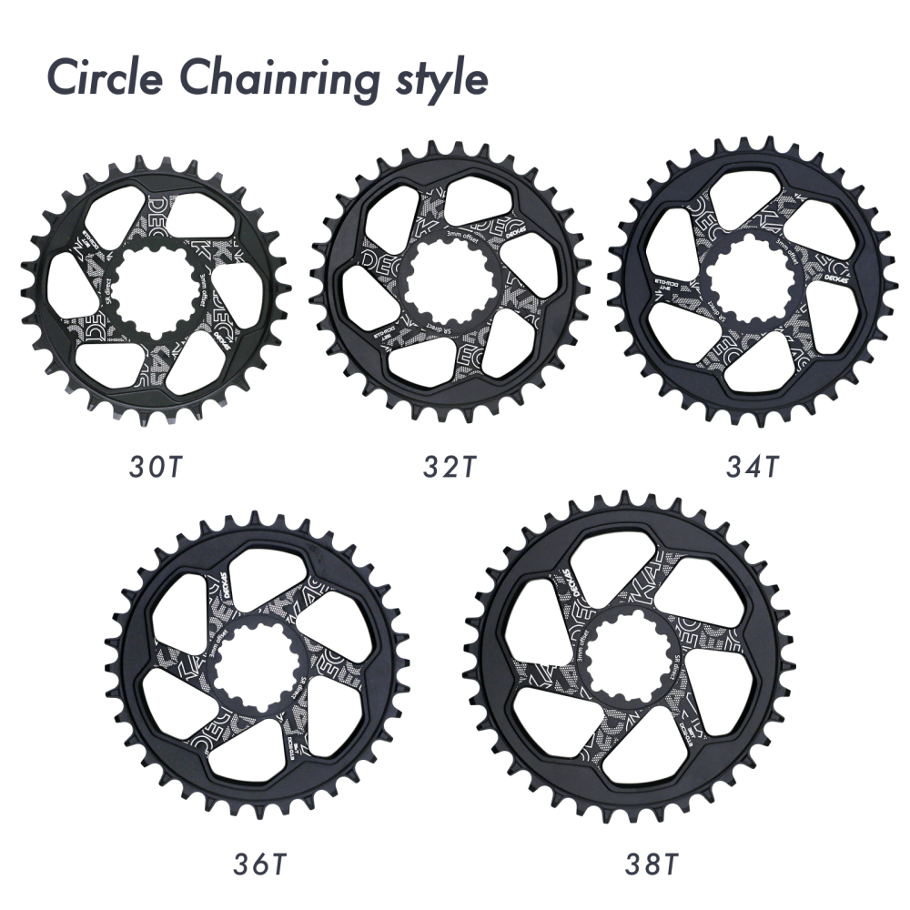 Deckas Round Chainring 6mm 3mm Offset Direct Mount for Sram XX1 Eagle X01 X1 X0 X9 32T 34T 36T 38T DM MTB Road Bike for 3 Bolt-Mounting