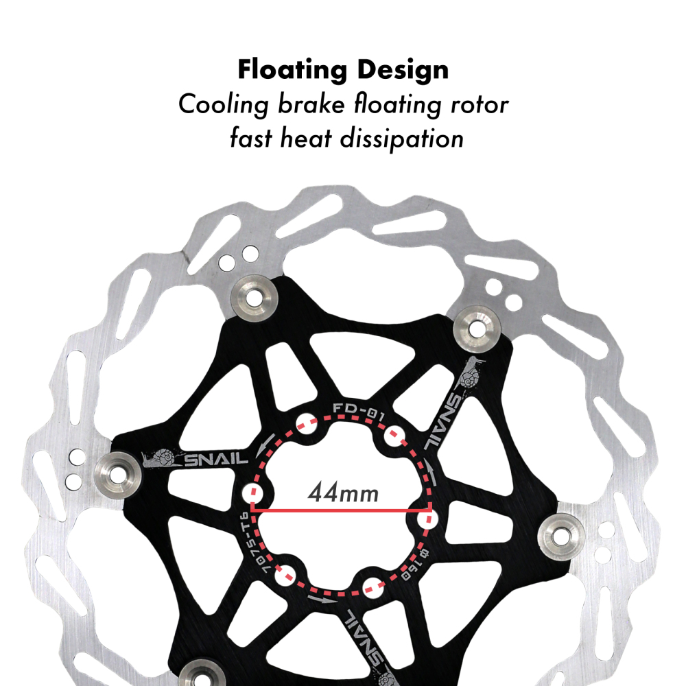 Snail Floating Brake Disk Rotor with 6 Bolts MTB Mountain Bike Hydraulic 160 180 203 mm Brake Pad Downhill DH CX