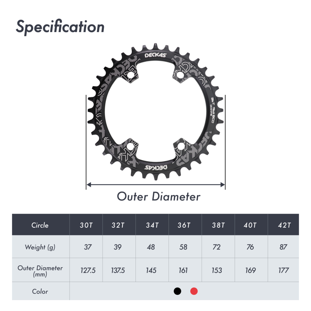 Deckas 96BCD Chainring 30T-42T Round Narrow Wide for Shimano M7000 M8000 M9000 M4100 M5100 MTB Bike 1x 9/10/11/12 Speed