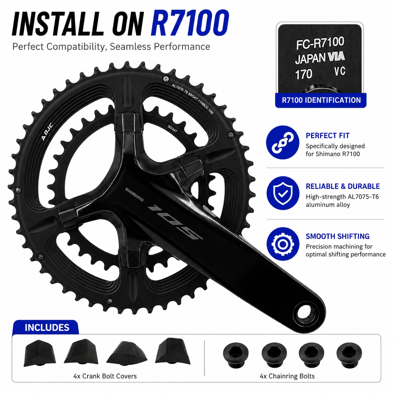 DJC Road Bike Chainring 110bcd 4 Bolts Oval 2x Chainring Double