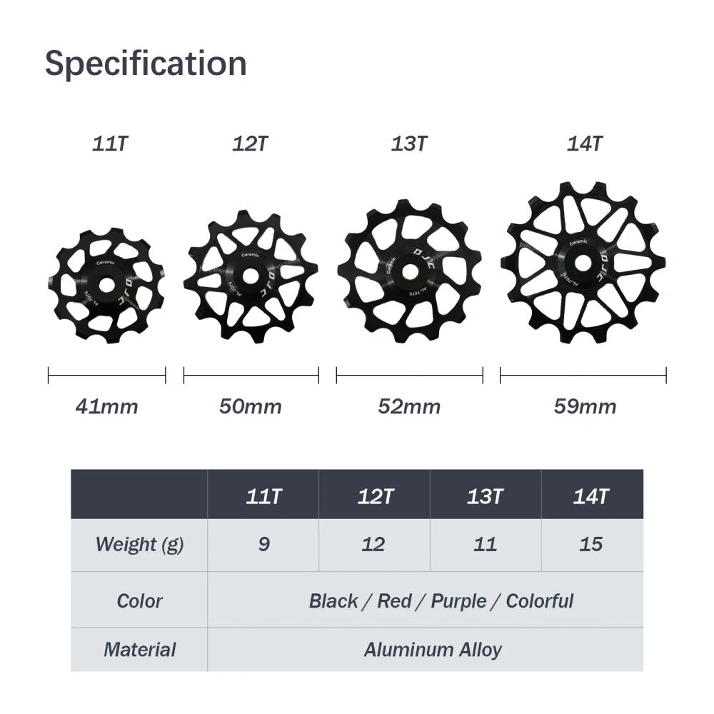 DJC Ceramic Bearing Pulley Wheel 7-12 Speed 11T 12T 13T 14T MTB Road Bike Jockey Narrow Wide for Shimano for SRAM Derailleur