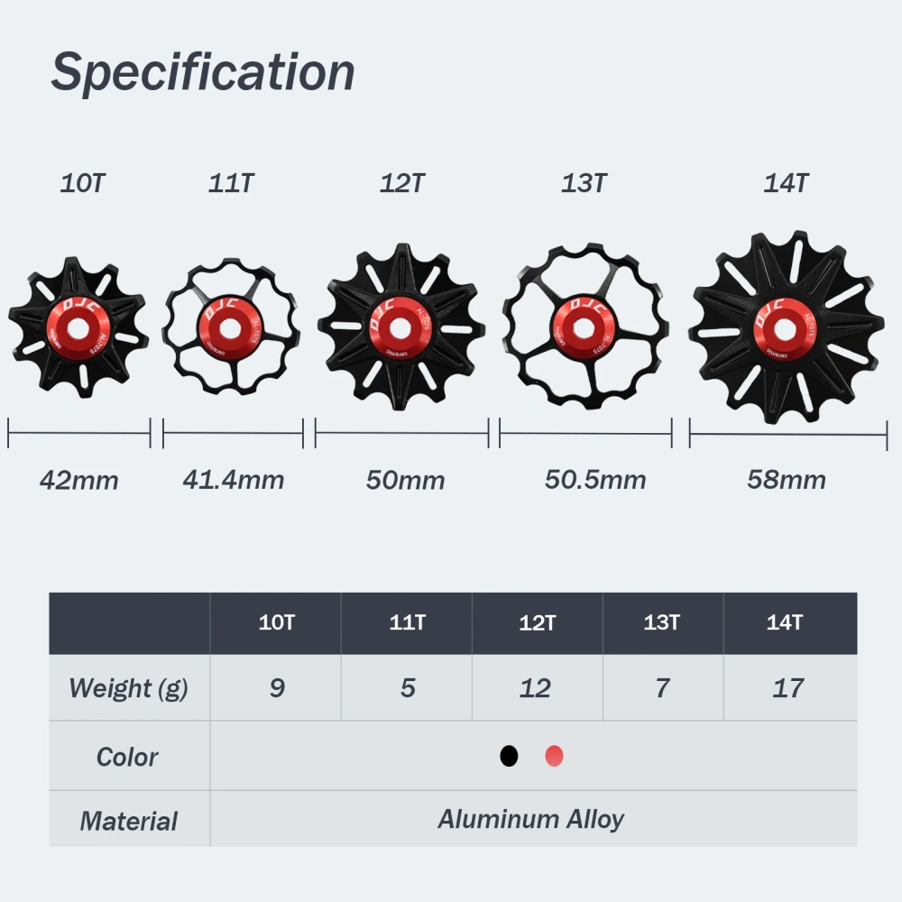 DJC Ceramic Bearing Pulley Wheel 10T 11T 12T 13T 14T Narrow Wide / Standard Tooth for Shimano 7 8 9 10 11 12 Speed MTB Road Bike
