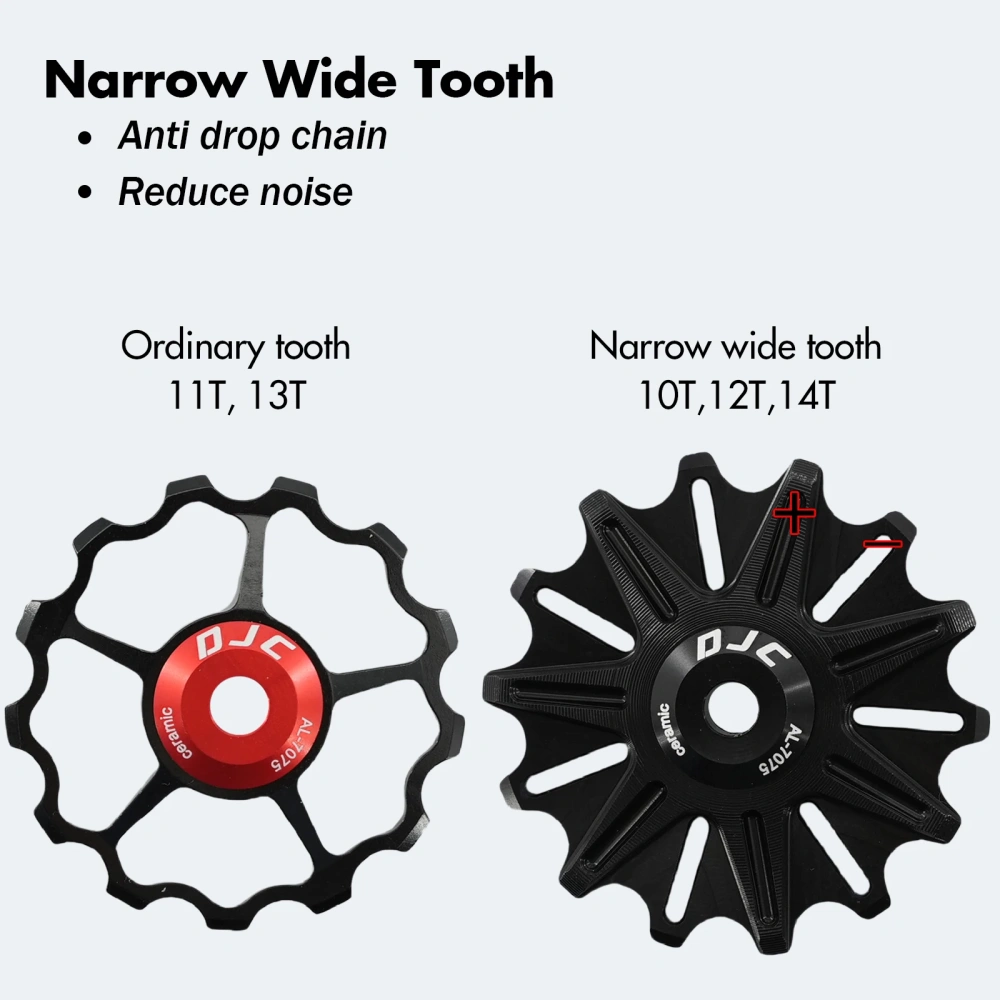 DJC Ceramic Bearing Pulley Wheel 10T 11T 12T 13T 14T Narrow Wide / Standard Tooth for Shimano 7 8 9 10 11 12 Speed MTB Road Bike