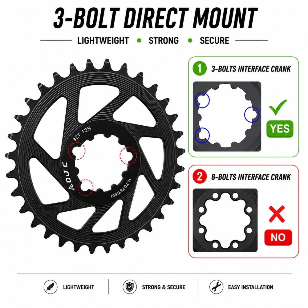 DJC Bike Chainring Oval 3 Bolt Mounting Direct Mount 3mm Offset for Sram XX1 X01 X1 X0 X9 for DUB 29mm BB30 Crank 28 30 32 34 36 38T