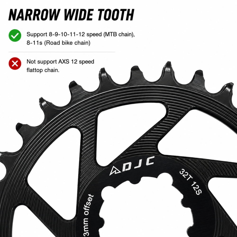 DJC Bike Chainring Oval 3 Bolt Mounting Direct Mount 3mm Offset for Sram XX1 X01 X1 X0 X9 for DUB 29mm BB30 Crank 28 30 32 34 36 38T
