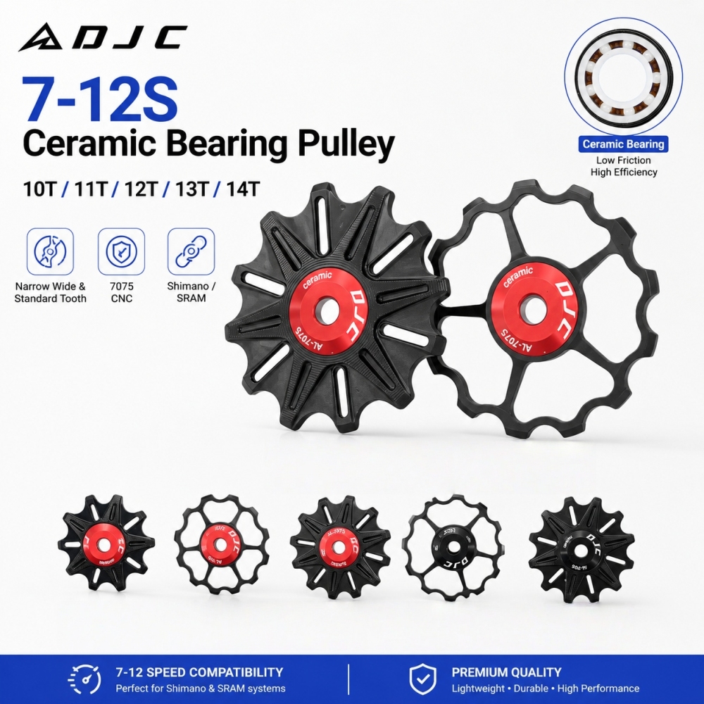 DJC Ceramic Bearing Pulley Wheel 10T 11T 12T 13T 14T Narrow Wide / Standard Tooth for Shimano 7 8 9 10 11 12 Speed MTB Road Bike