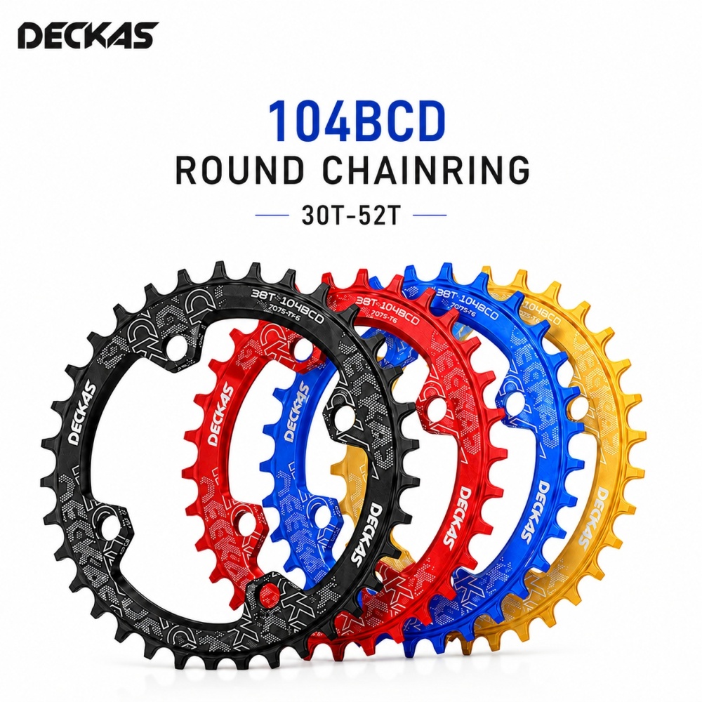 Deckas Round Bike Chainring 104BCD 30 32 34 36 40 42 44 46 48T 50 52 Tooth MTB Bike Mountain Bike Chain Ring Chainwheel 104 Bcd