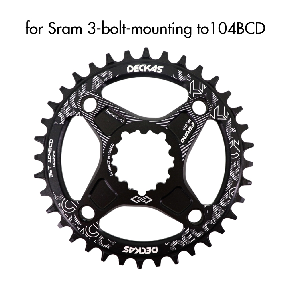 DECKAS 6mm Offset Chainring Kit for SRAM 3-Bolt, 104BCD Spider Adapter + 32T-38T Round/Oval Narrow Wide Chainring