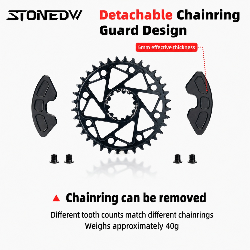 STONE 3-bolt Direct Mount MTB Chainring, 7075-T651 CNC Aluminum, 3mm Offset, With or Without Bash Guard for SRAM GXP