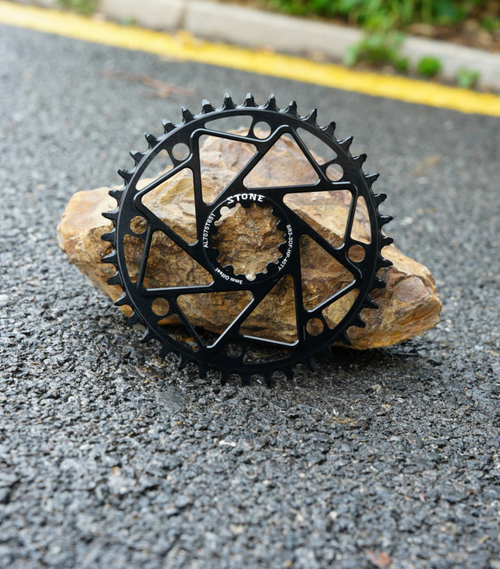 STONE 3-bolt Direct Mount MTB Chainring, 7075-T651 CNC Aluminum, 3mm Offset, With or Without Bash Guard for SRAM GXP