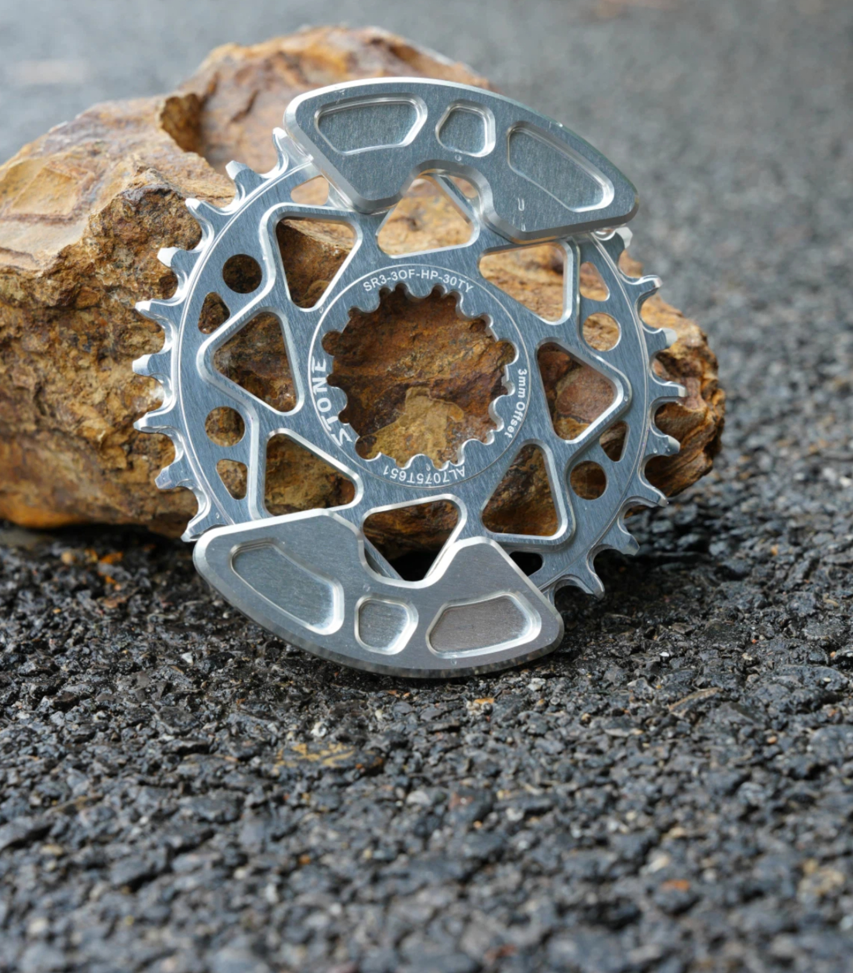 STONE 3-bolt Direct Mount MTB Chainring, 7075-T651 CNC Aluminum, 3mm Offset, With or Without Bash Guard for SRAM GXP