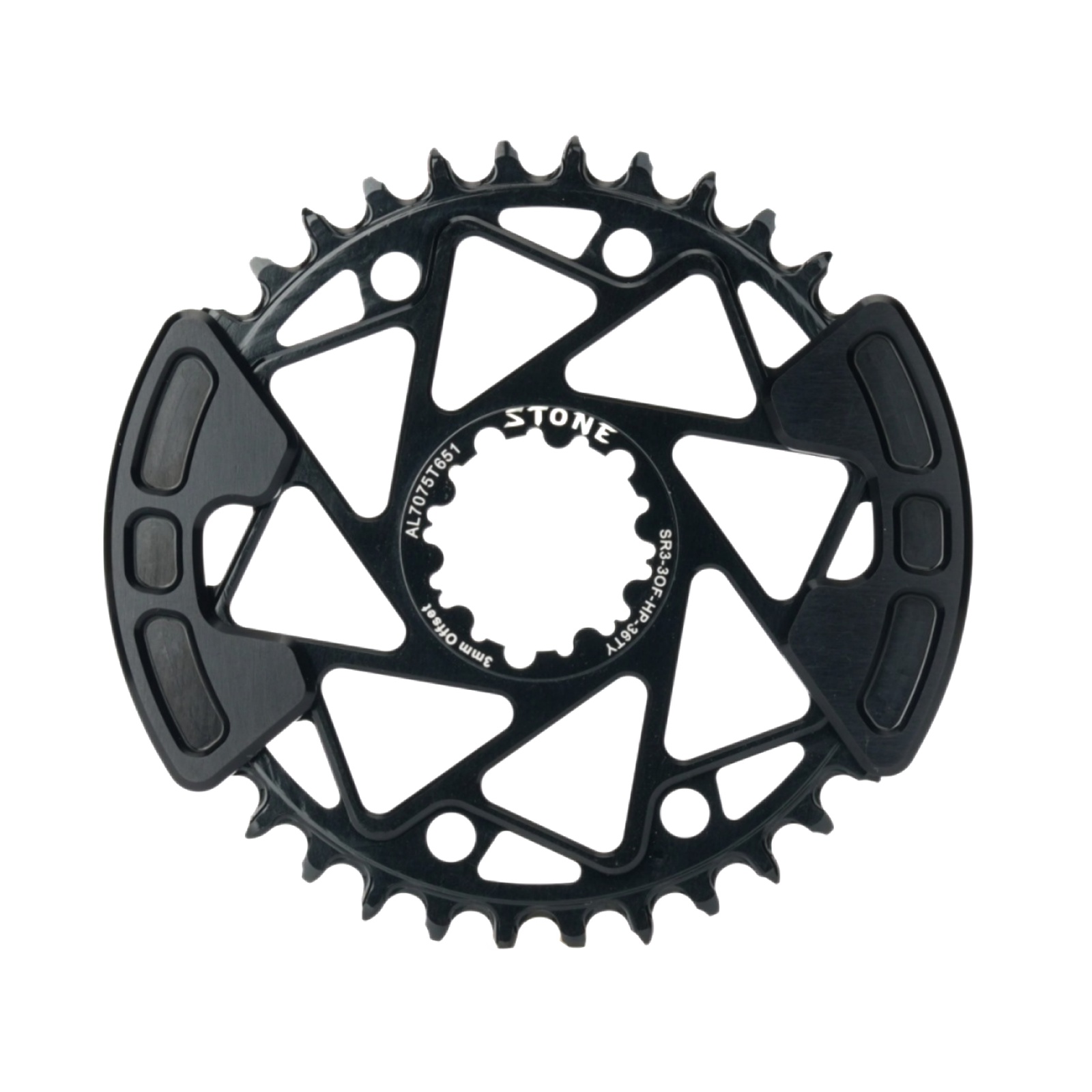 STONE 3-bolt Direct Mount MTB Chainring, 7075-T651 CNC Aluminum, 3mm Offset, With or Without Bash Guard for SRAM GXP