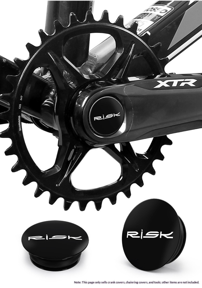 RISK Aluminum Bike Crank Cap, Chainring Dust Cover & Crank Cap Tool for Hollowtech Cranks RA158/RA159/RL302