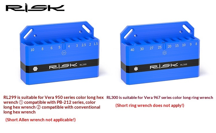 RISK Wall-Mounted Organizer Rack for Long Hex Key & Torx Wrench Sets, Bike Tool Storage Holder, RL299/RL300
