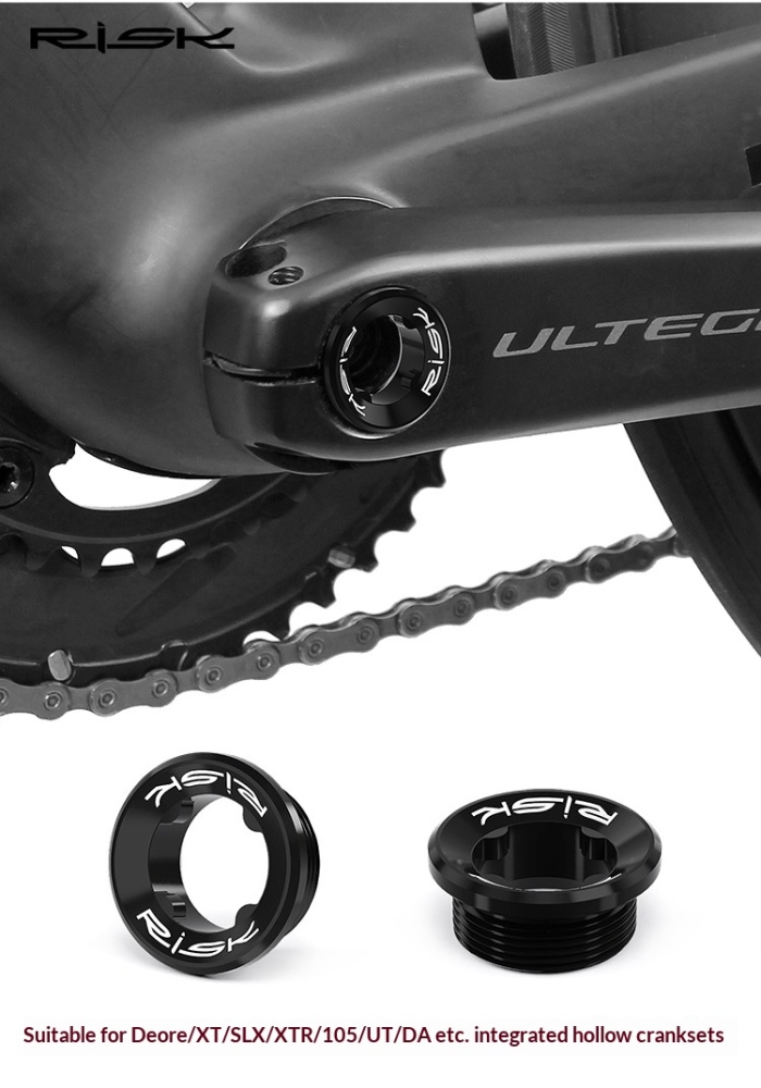 RISK Aluminum Bike Crank Cap, Chainring Dust Cover & Crank Cap Tool for Hollowtech Cranks RA158/RA159/RL302