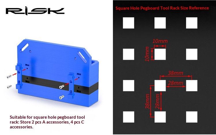 RISK Wall-Mounted Organizer Rack for Long Hex Key & Torx Wrench Sets, Bike Tool Storage Holder, RL299/RL300