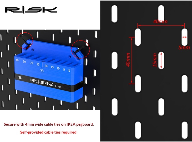 RISK Wall-Mounted Organizer Rack for Long Hex Key & Torx Wrench Sets, Bike Tool Storage Holder, RL299/RL300