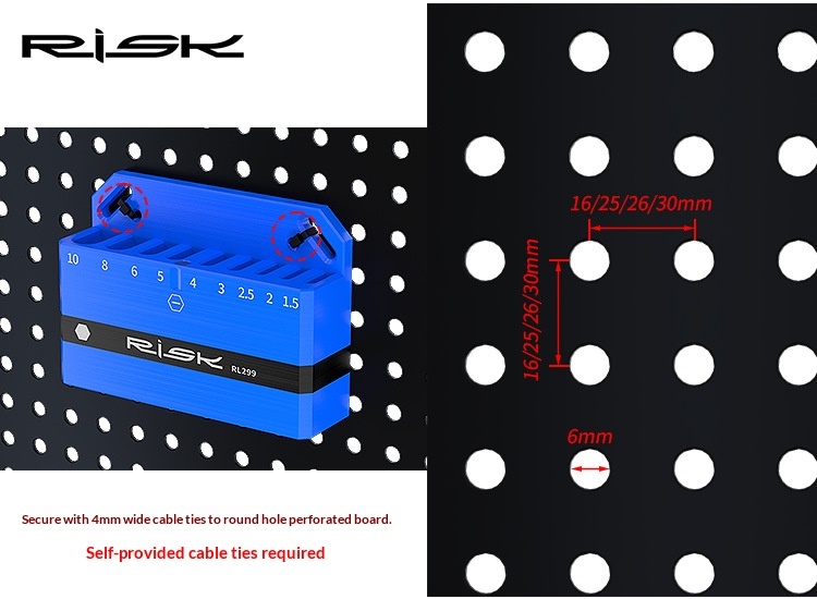 RISK Wall-Mounted Organizer Rack for Long Hex Key & Torx Wrench Sets, Bike Tool Storage Holder, RL299/RL300