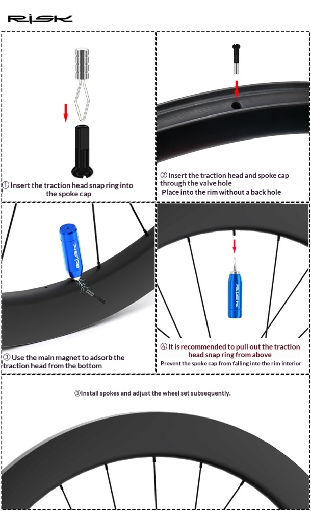 RISK RL307 RL308 Magnetic Spoke Nipple Puller Tool for Carbon Wheel Rim Building 13G 14G 15G