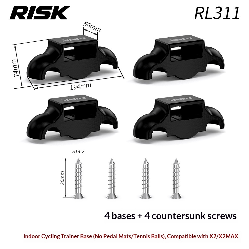 RISK Rocker Feet Base Kit for Indoor Bike Trainers – Shock-Absorbing Tennis Ball Pads for X2, X2 MAX, XX PRO Gen 1/Gen 2/Folding Models