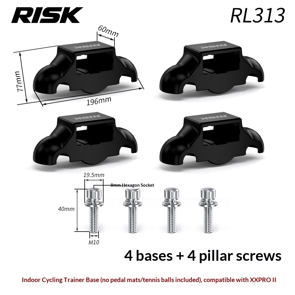 RISK Rocker Feet Base Kit for Indoor Bike Trainers – Shock-Absorbing Tennis Ball Pads for X2, X2 MAX, XX PRO Gen 1/Gen 2/Folding Models