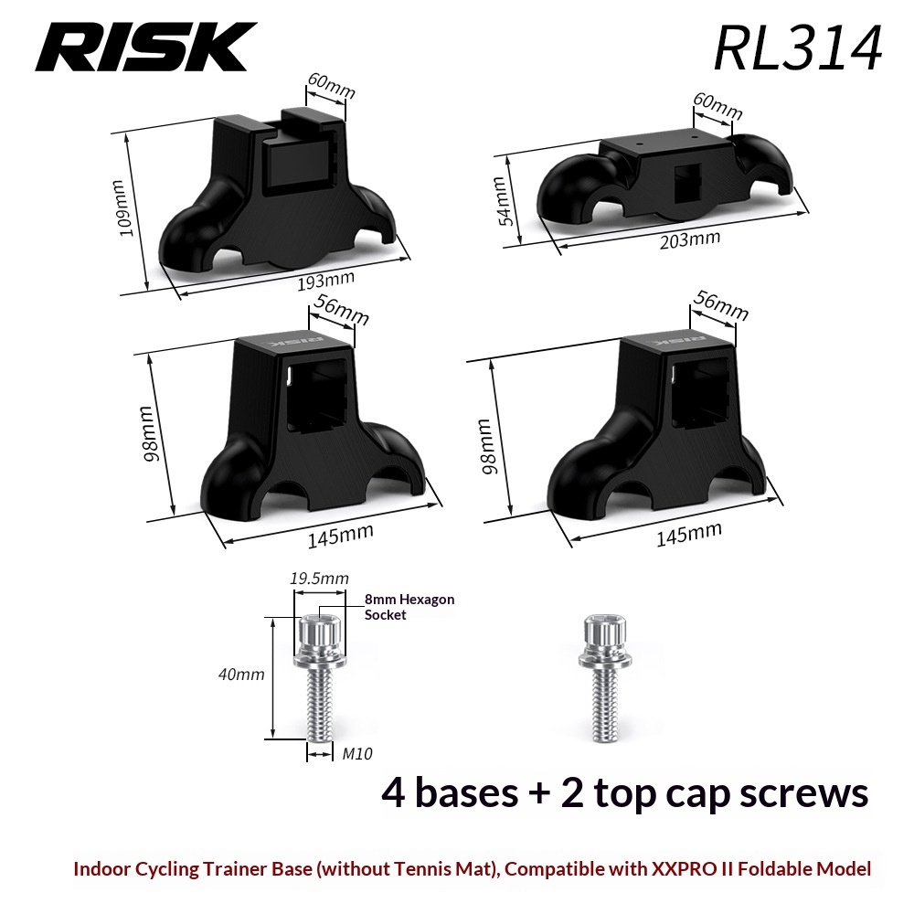 RISK Rocker Feet Base Kit for Indoor Bike Trainers – Shock-Absorbing Tennis Ball Pads for X2, X2 MAX, XX PRO Gen 1/Gen 2/Folding Models