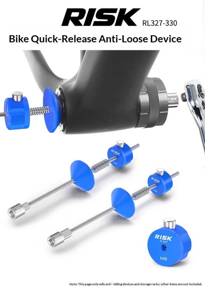 RISK RL327–RL330 Bicycle Bottom Bracket & Center Lock Anti-Drop Tool, Quick Release Retaining Fixture with Ratchet Wrench and Wall Storage Rack