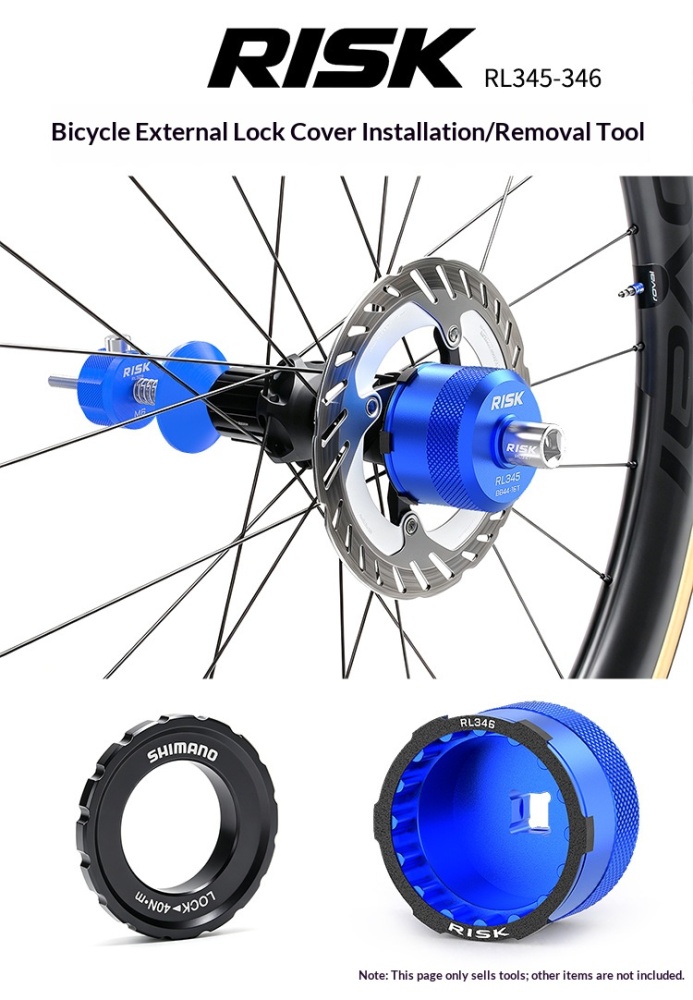 RISK RL345-346 Bike Centerlock Disc Rotor Lockring Removal Socket Tool for 44mm 16-Notch BB52 RS500 GXP Bottom Bracket