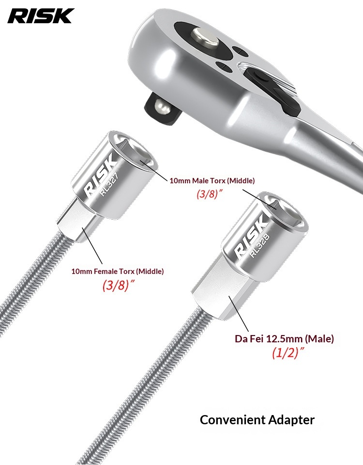 RISK RL327–RL330 Bicycle Bottom Bracket & Center Lock Anti-Drop Tool, Quick Release Retaining Fixture with Ratchet Wrench and Wall Storage Rack