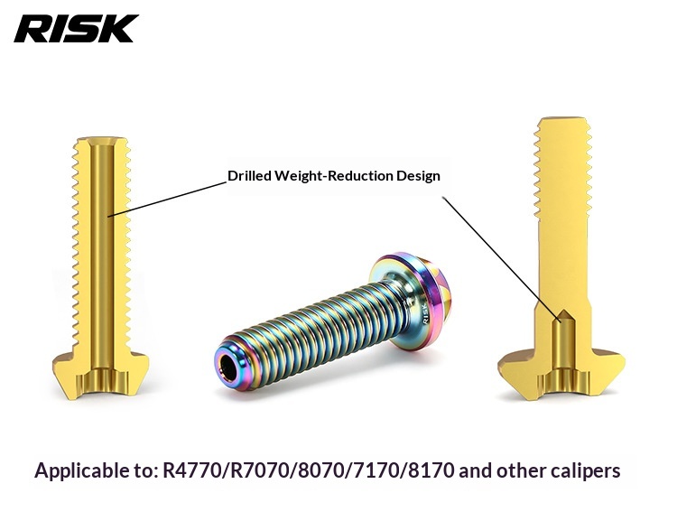 RISK Titanium Brake Caliper Bolts for Road Bike Hydraulic Disc Brakes, T30 M6 Locking Bolt & Banjo Oil Line Bolt for Shimano R7070 R8070 R8170