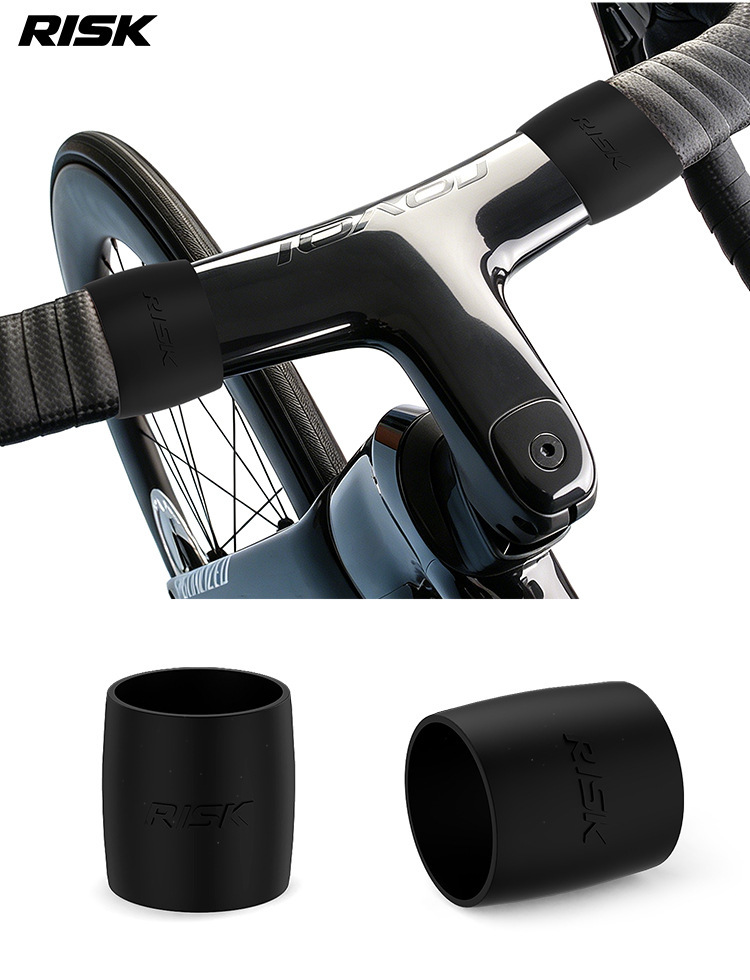 RISK RA161 Silicone Road Bike Handlebar Tape Finishing Rings Elastic Bar Tape End Bands – 2 Pcs