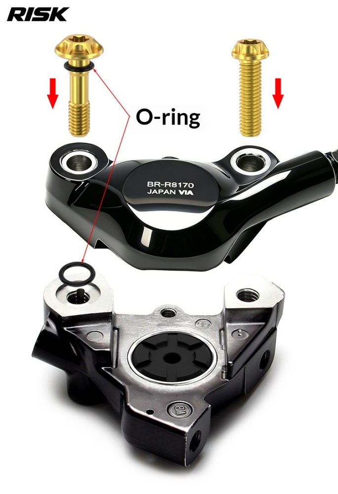 RISK Titanium Brake Caliper Bolts for Road Bike Hydraulic Disc Brakes, T30 M6 Locking Bolt & Banjo Oil Line Bolt for Shimano R7070 R8070 R8170