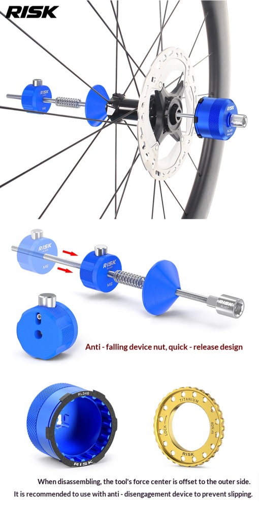 RISK RL345-346 Bike Centerlock Disc Rotor Lockring Removal Socket Tool for 44mm 16-Notch BB52 RS500 GXP Bottom Bracket