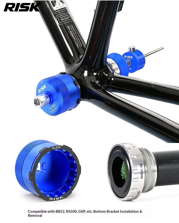 RISK RL345-346 Bike Centerlock Disc Rotor Lockring Removal Socket Tool for 44mm 16-Notch BB52 RS500 GXP Bottom Bracket