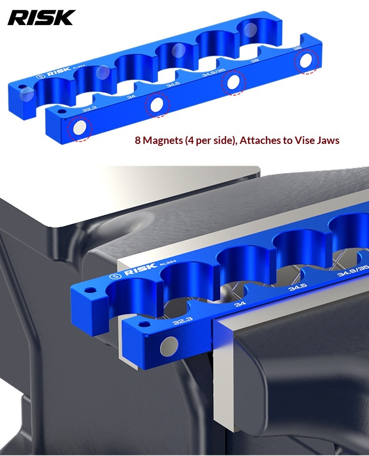 RISK RL320–RL326 Bicycle Bench Vise Clamp Blocks Set, Aluminum Bike Repair Holding Fixture for Bottom Bracket, Hub, Fork, Shock, Pedal and Crank Maintenance