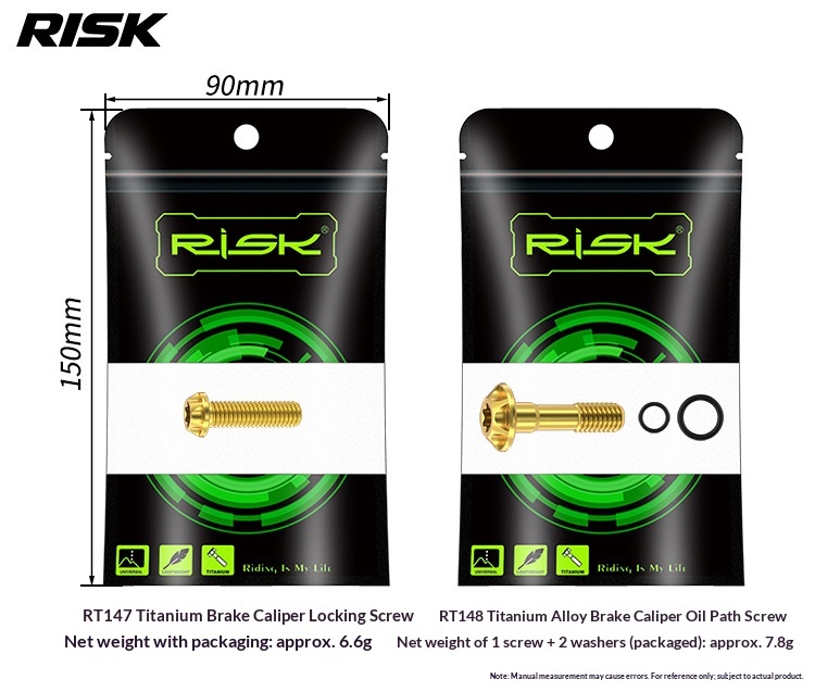 RISK Titanium Brake Caliper Bolts for Road Bike Hydraulic Disc Brakes, T30 M6 Locking Bolt & Banjo Oil Line Bolt for Shimano R7070 R8070 R8170