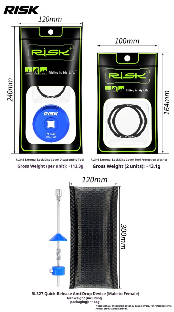 RISK RL345-346 Bike Centerlock Disc Rotor Lockring Removal Socket Tool for 44mm 16-Notch BB52 RS500 GXP Bottom Bracket